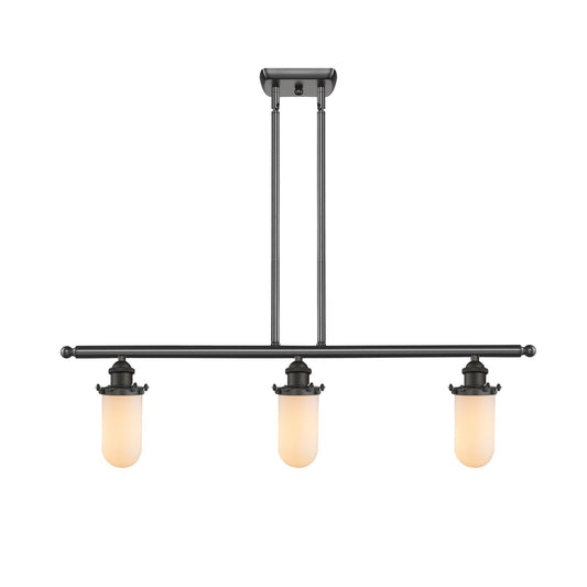 Innovations Kingsbury 36in 3-Light Island Light | Industrial Oil Rubbed Bronze Steel and Matte White Glass | Kitchen Island & | Model 516-3I-OB-CE231-W
