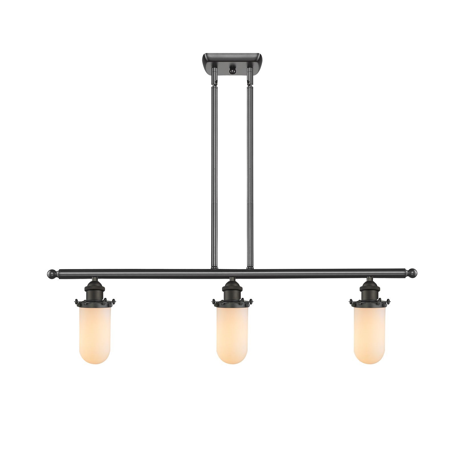 Innovations Kingsbury 36in 3-Light Island Light | Industrial Oil Rubbed Bronze Steel and Matte White Glass | Kitchen Island | Model 516-3I-OB-CE231-W-LED