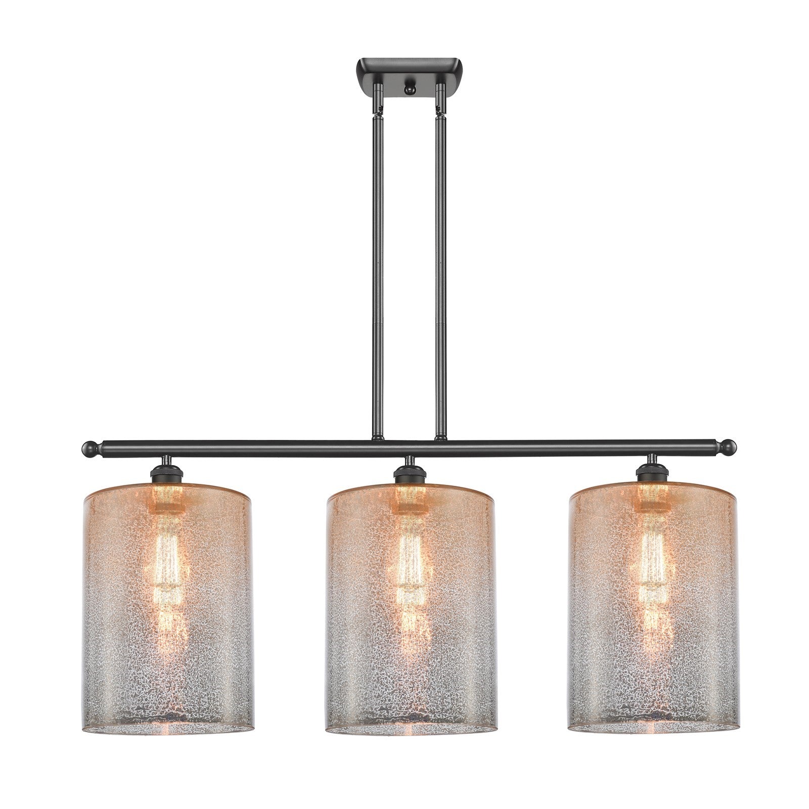 Innovations Cobbleskill 36in 3-Light Island Light | Industrial Oil Rubbed Bronze Steel and Mercury Glass | Kitchen Island & | Model 516-3I-OB-G116-L