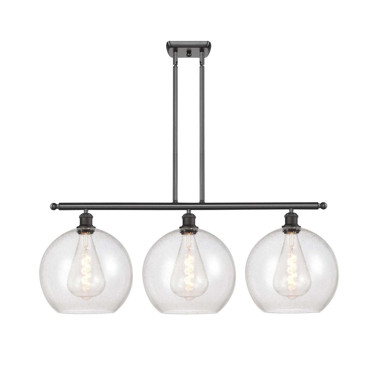 Innovations Athens 38in 3-Light Island Light | Industrial Oil Rubbed Bronze Steel and Seedy Glass | Kitchen Island & Dining Room | Model 516-3I-OB-G124-12