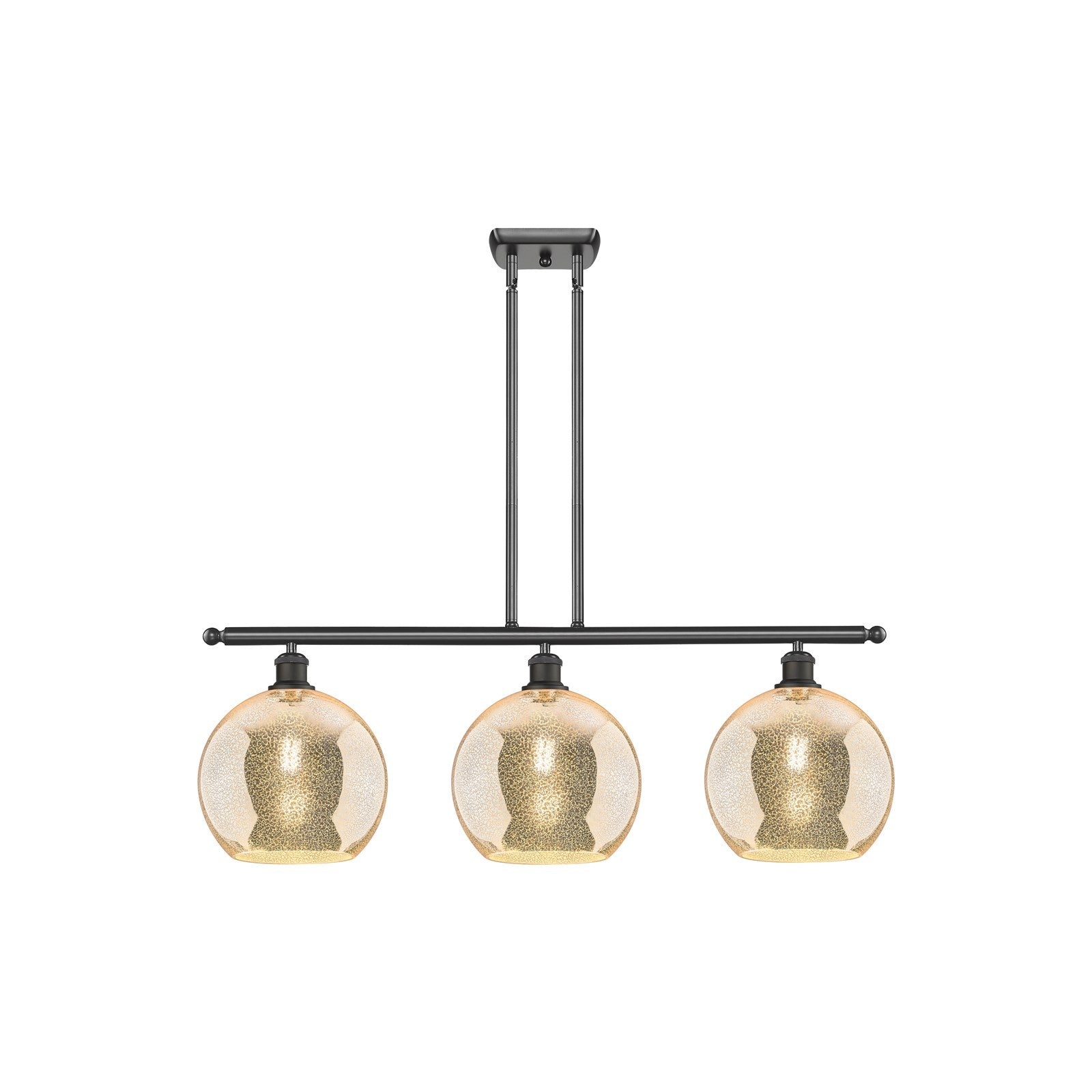 Innovations Athens 37in 3-Light Island Light | Industrial Oil Rubbed Bronze Steel and Mercury Glass | Kitchen Island & Dining | Model 516-3I-OB-G128-10