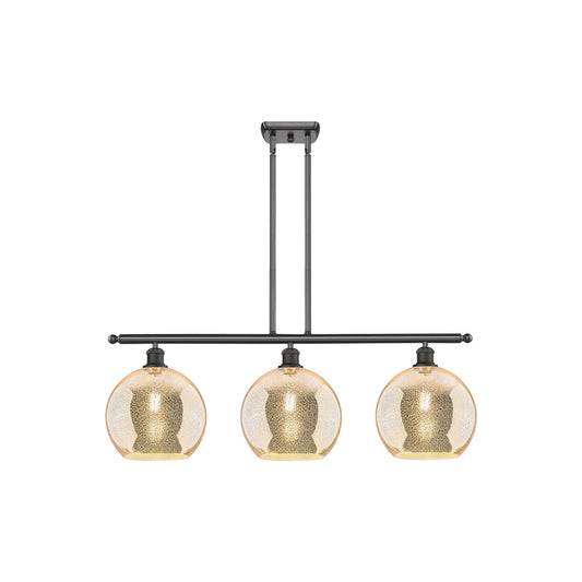 Innovations Athens 37in 3-Light Island Light | Industrial Oil Rubbed Bronze Steel and Mercury Glass | Kitchen Island & Dining | Model 516-3I-OB-G128-10