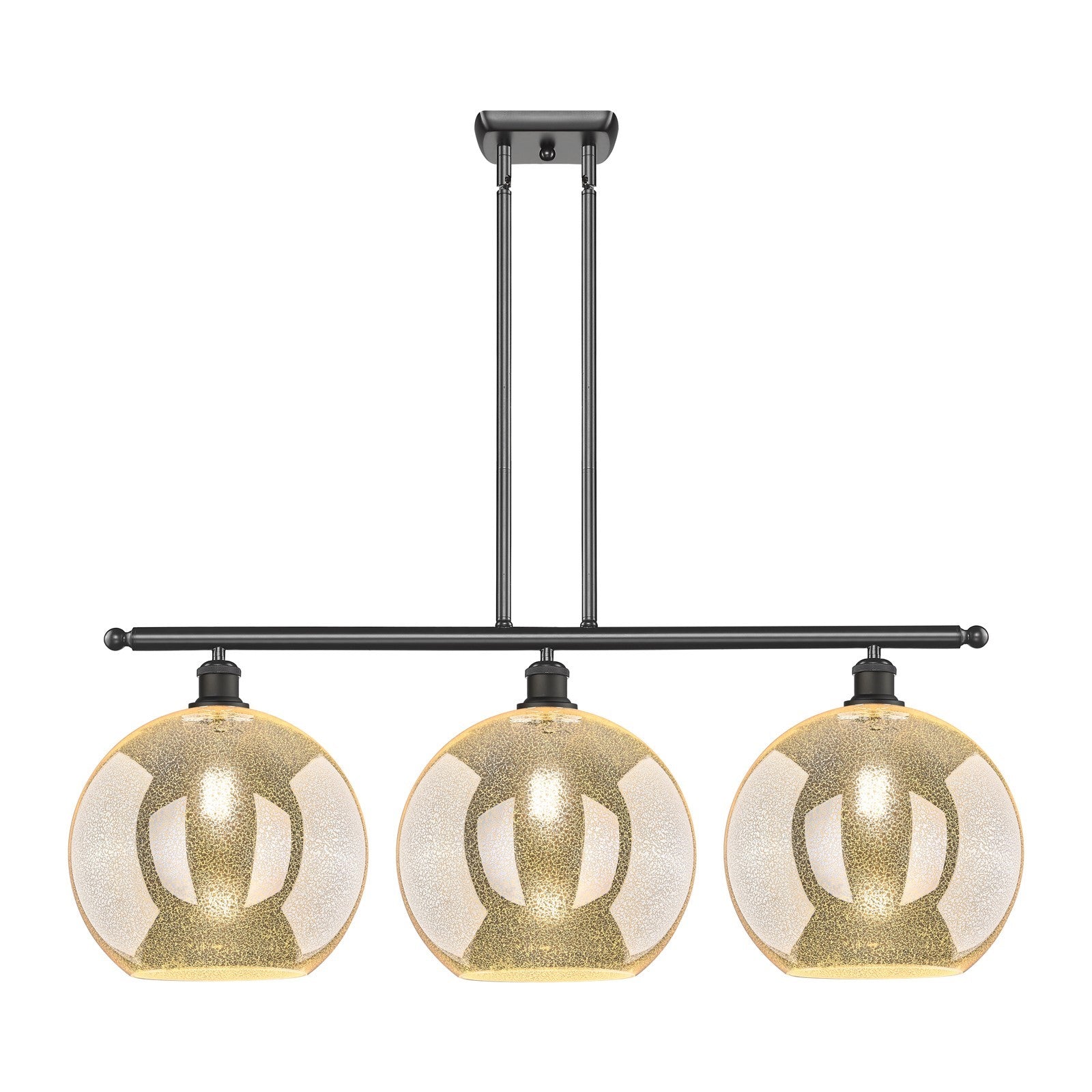 Innovations Athens 38in 3-Light Island Light | Industrial Oil Rubbed Bronze Steel and Mercury Glass | Kitchen Island & Dining | Model 516-3I-OB-G128-12