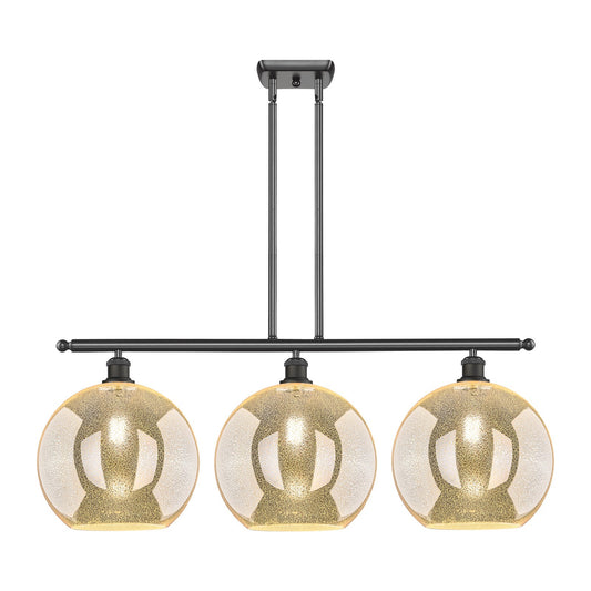 Innovations Athens 38in 3-Light Island Light | Industrial Oil Rubbed Bronze Steel and Mercury Glass | Kitchen Island & Dining | Model 516-3I-OB-G128-12