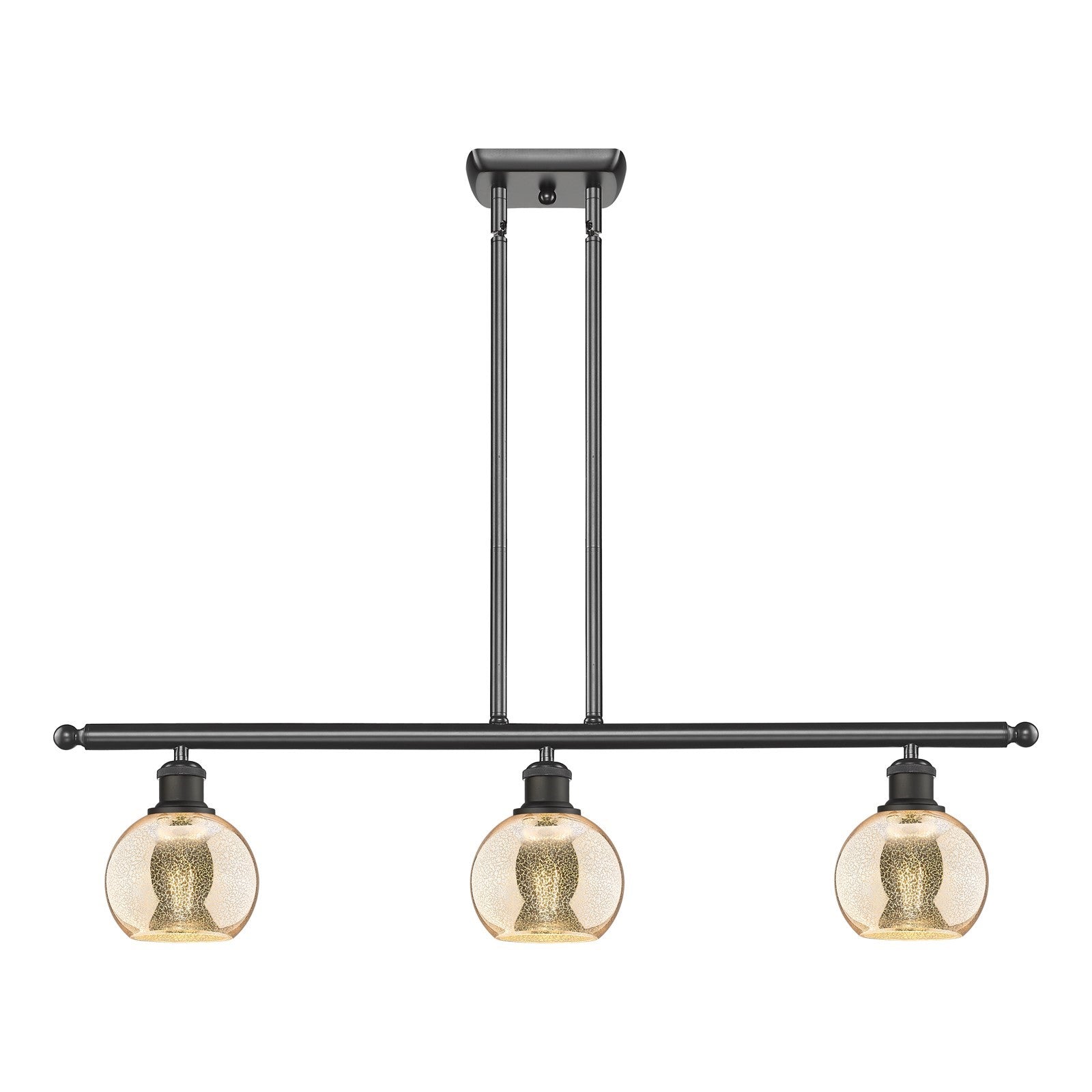 Innovations Athens 36in 3-Light Island Light | Industrial Oil Rubbed Bronze Steel and Mercury Glass | Kitchen Island & Dining | Model 516-3I-OB-G128-6