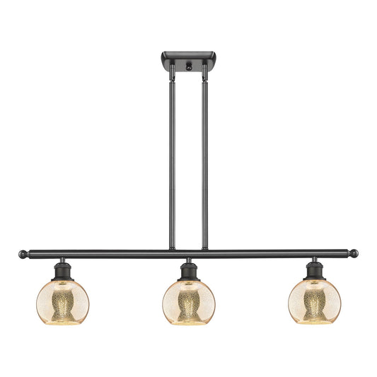 Innovations Athens 36in 3-Light Island Light | Industrial Oil Rubbed Bronze Steel and Mercury Glass | Kitchen Island & Dining | Model 516-3I-OB-G128-6