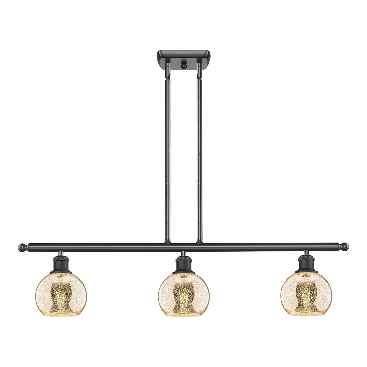 Innovations Athens 36in 3-Light Island Light | Industrial Oil Rubbed Bronze Steel and Mercury Glass | Kitchen Island & Dining | Model 516-3I-OB-G128-6