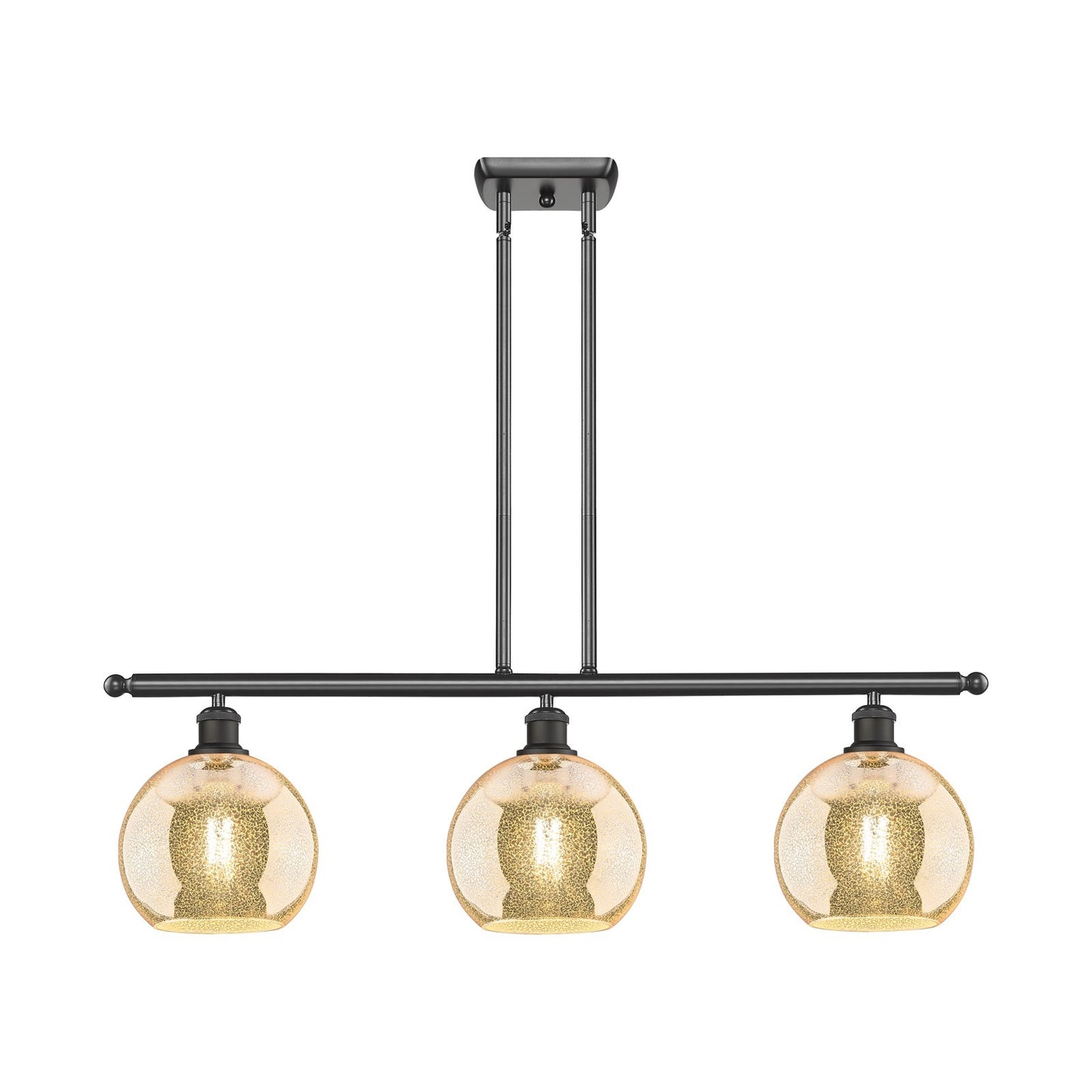 Innovations Athens 36in 3-Light Island Light | Industrial Oil Rubbed Bronze Steel and Mercury Glass | Kitchen Island & Dining | Model 516-3I-OB-G128-8