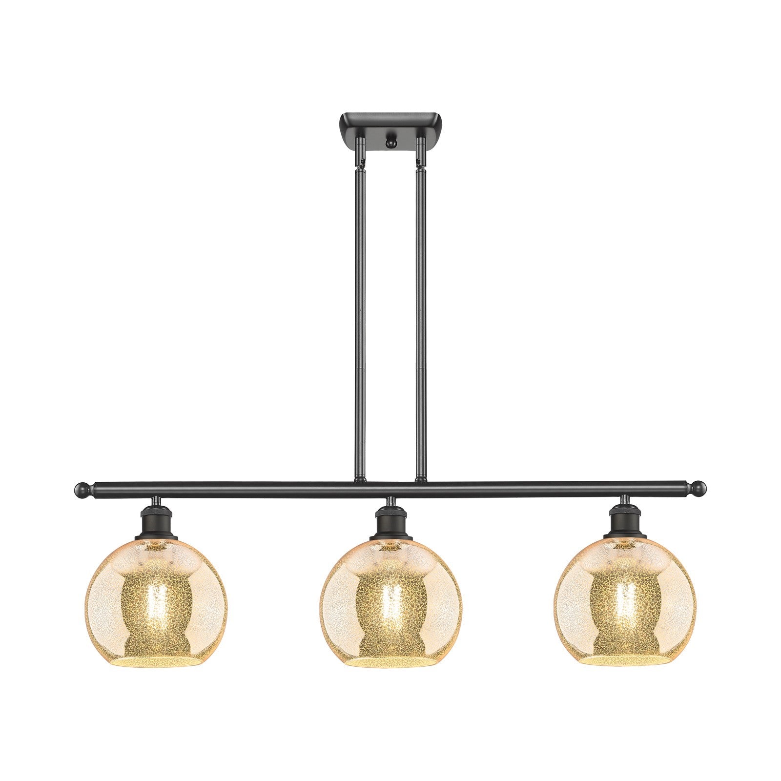 Innovations Athens 36in 3-Light Island Light | Industrial Oil Rubbed Bronze Steel and Mercury Glass | Kitchen Island & Dining | Model 516-3I-OB-G128-8