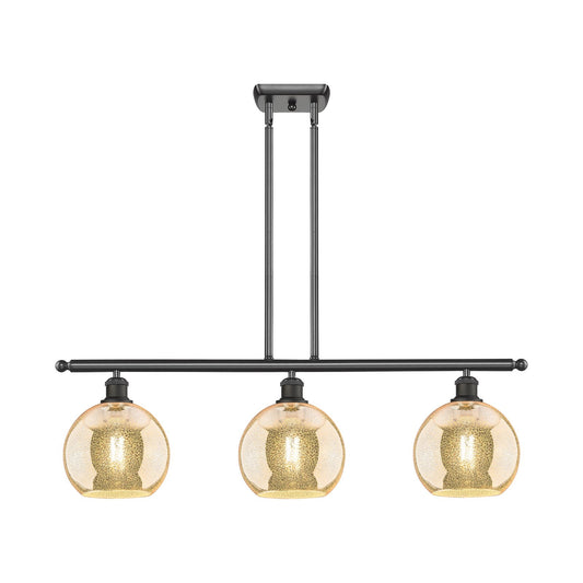 Innovations Athens 36in 3-Light Island Light | Industrial Oil Rubbed Bronze Steel and Mercury Glass | Kitchen Island & Dining | Model 516-3I-OB-G128-8