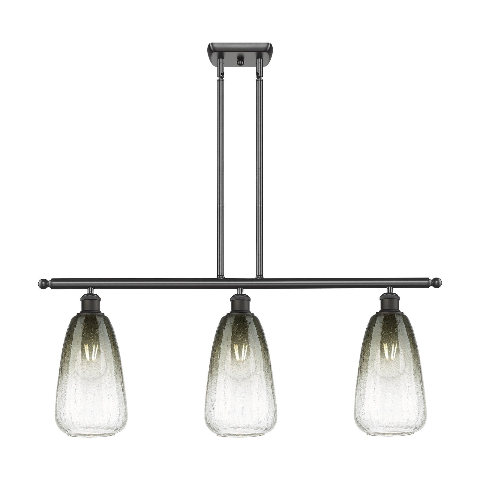 Innovations Brookhaven Almond 36in 3-Light Island Light | Industrial Oil Rubbed Bronze Steel and Slate Glass | Kitchen Island & | Model 516-3I-OB-G480-6SL