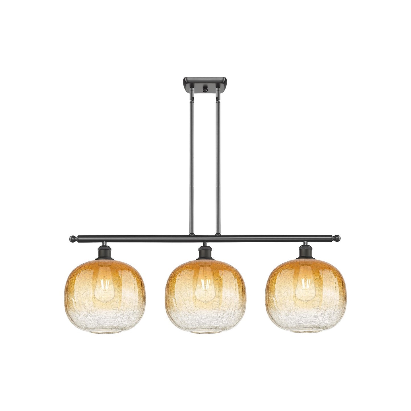 Innovations Brookhaven Sphere 37in 3-Light Island Light | Industrial Oil Rubbed Bronze Steel and Amber Glass | Kitchen Island | Model 516-3I-OB-G481-10AM