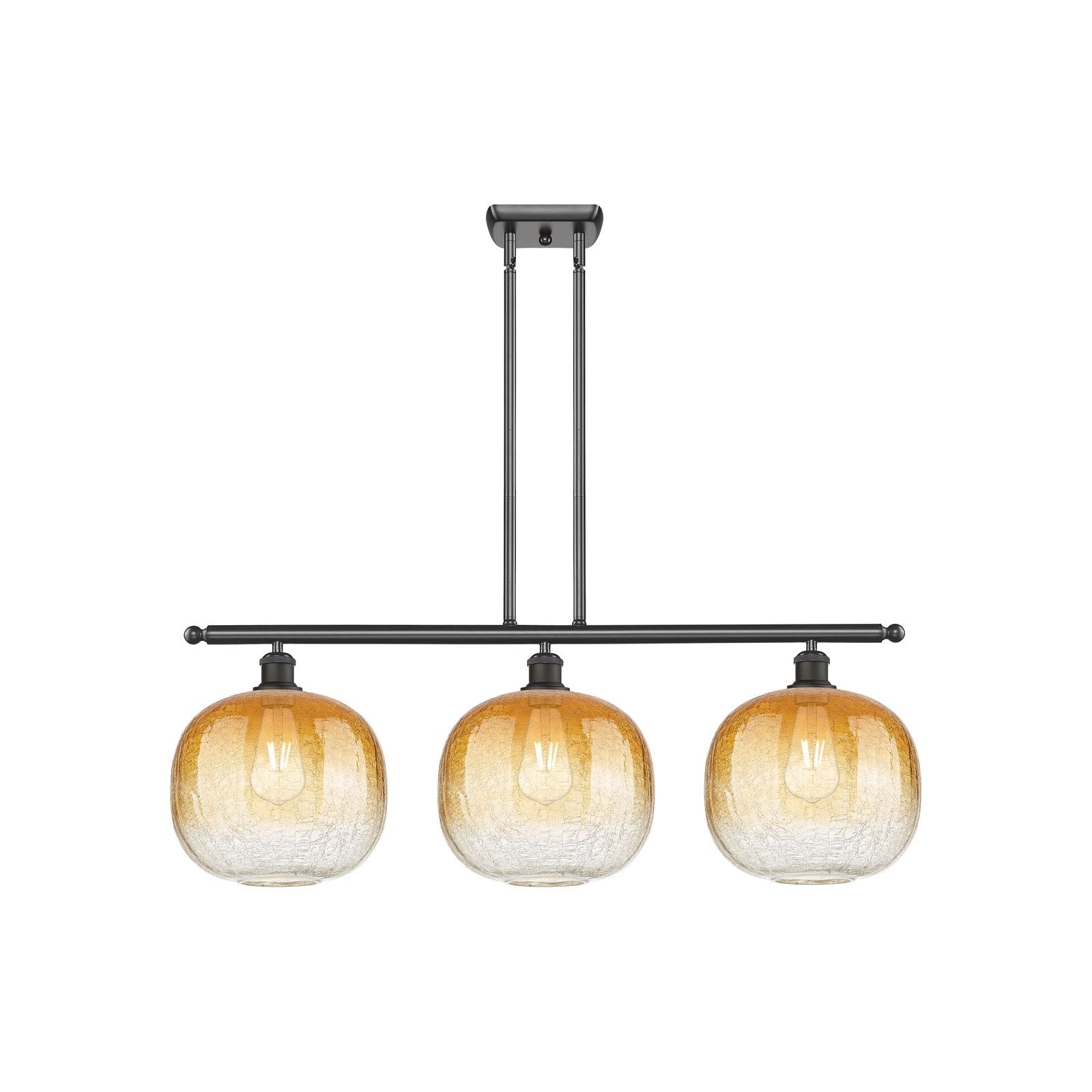 Innovations Brookhaven Sphere 37in 3-Light Island Light | Industrial Oil Rubbed Bronze Steel and Amber Glass | Kitchen Island | Model 516-3I-OB-G481-10AM