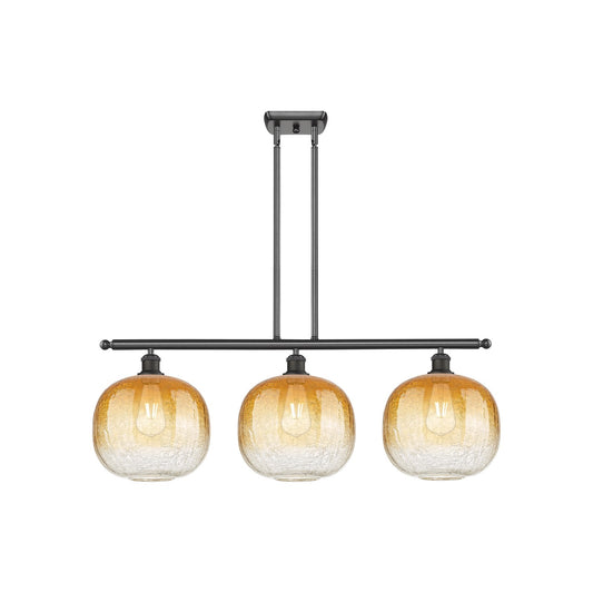 Innovations Brookhaven Sphere 37in 3-Light Island Light | Industrial Oil Rubbed Bronze Steel and Amber Glass | Kitchen Island | Model 516-3I-OB-G481-10AM