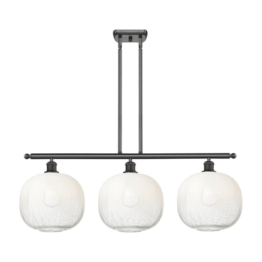 Innovations Brookhaven Sphere 37in 3-Light Island Light | Industrial Oil Rubbed Bronze Steel and Opal Glass | Kitchen Island & | Model 516-3I-OB-G481-10OP