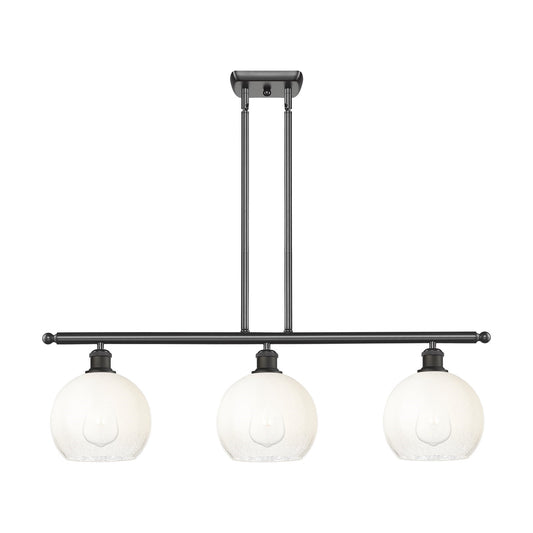 Innovations Brookhaven Globe 36in 3-Light Island Light | Industrial Oil Rubbed Bronze Steel and Opal Glass | Kitchen Island & | Model 516-3I-OB-G483-8OP