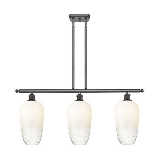 Innovations Brookhaven Flute 36in 3-Light Island Light | Industrial Oil Rubbed Bronze Steel and Opal Glass | Kitchen Island & | Model 516-3I-OB-G484-7OP
