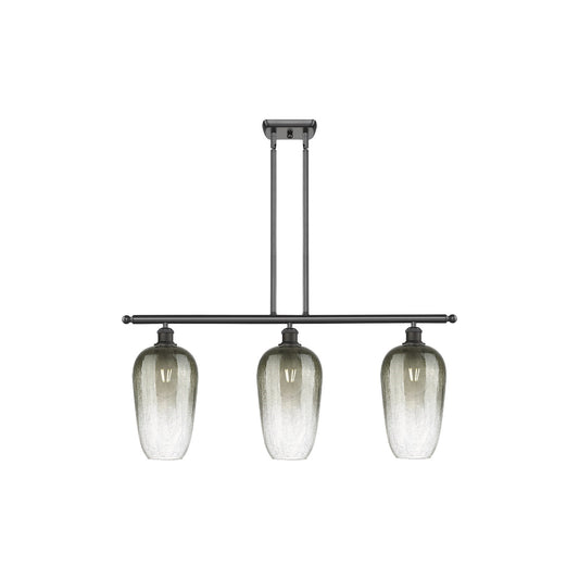 Innovations Brookhaven Flute 36in 3-Light Island Light | Industrial Oil Rubbed Bronze Steel and Slate Glass | Kitchen Island & | Model 516-3I-OB-G484-7SL