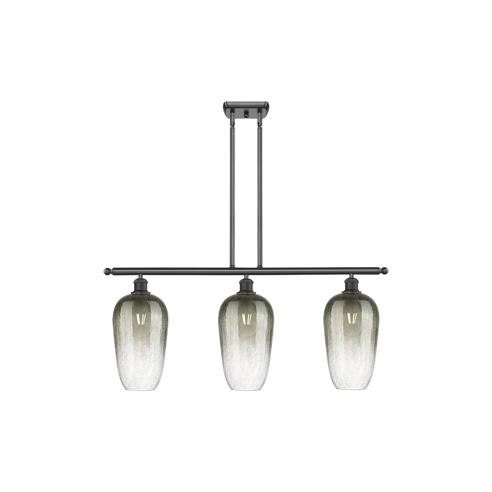 Innovations Brookhaven Flute 36in 3-Light Island Light | Industrial Oil Rubbed Bronze Steel and Slate Glass | Kitchen Island & | Model 516-3I-OB-G484-7SL