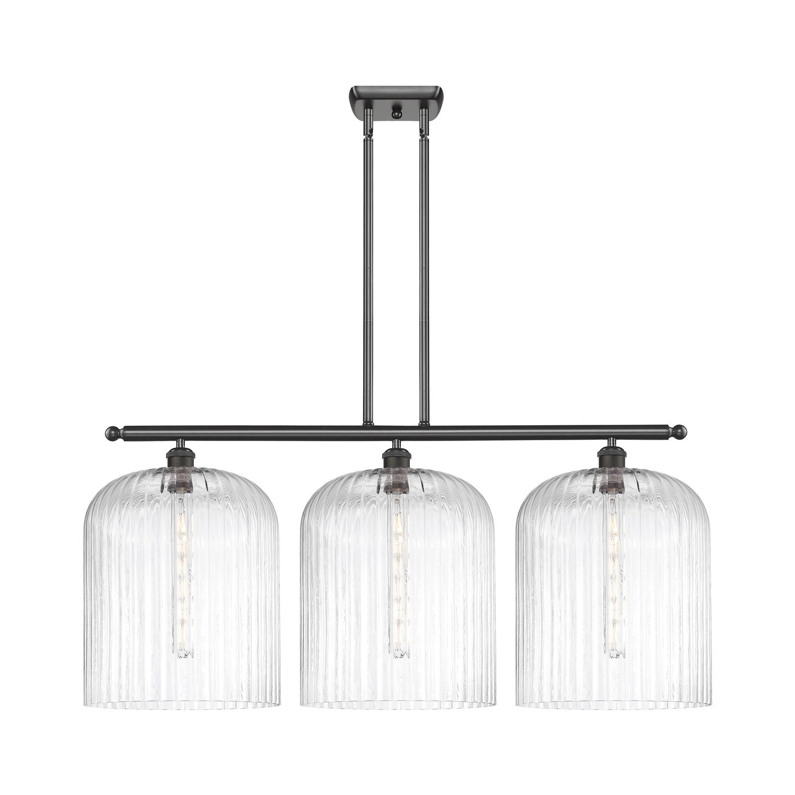 Innovations Bridal Veil 36in 3-Light Island Light | Art Nouveau Oil Rubbed Bronze Steel and Clear Ribbed Glass | Kitchen & | Model 516-3I-OB-G559-12CL
