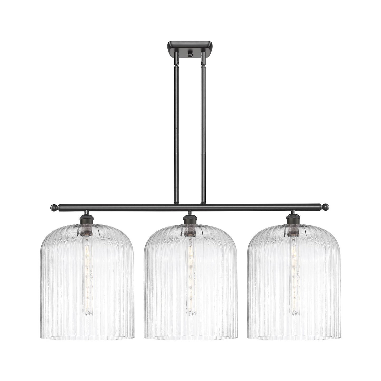 Innovations Bridal Veil 36in 3-Light Island Light | Art Nouveau Oil Rubbed Bronze Steel and Clear Ribbed Glass | Kitchen & | Model 516-3I-OB-G559-12CL