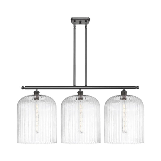 Innovations Bridal Veil 36in 3-Light Island Light | Art Nouveau Oil Rubbed Bronze Steel and Clear Ribbed Glass | Kitchen & | Model 516-3I-OB-G559-12CL