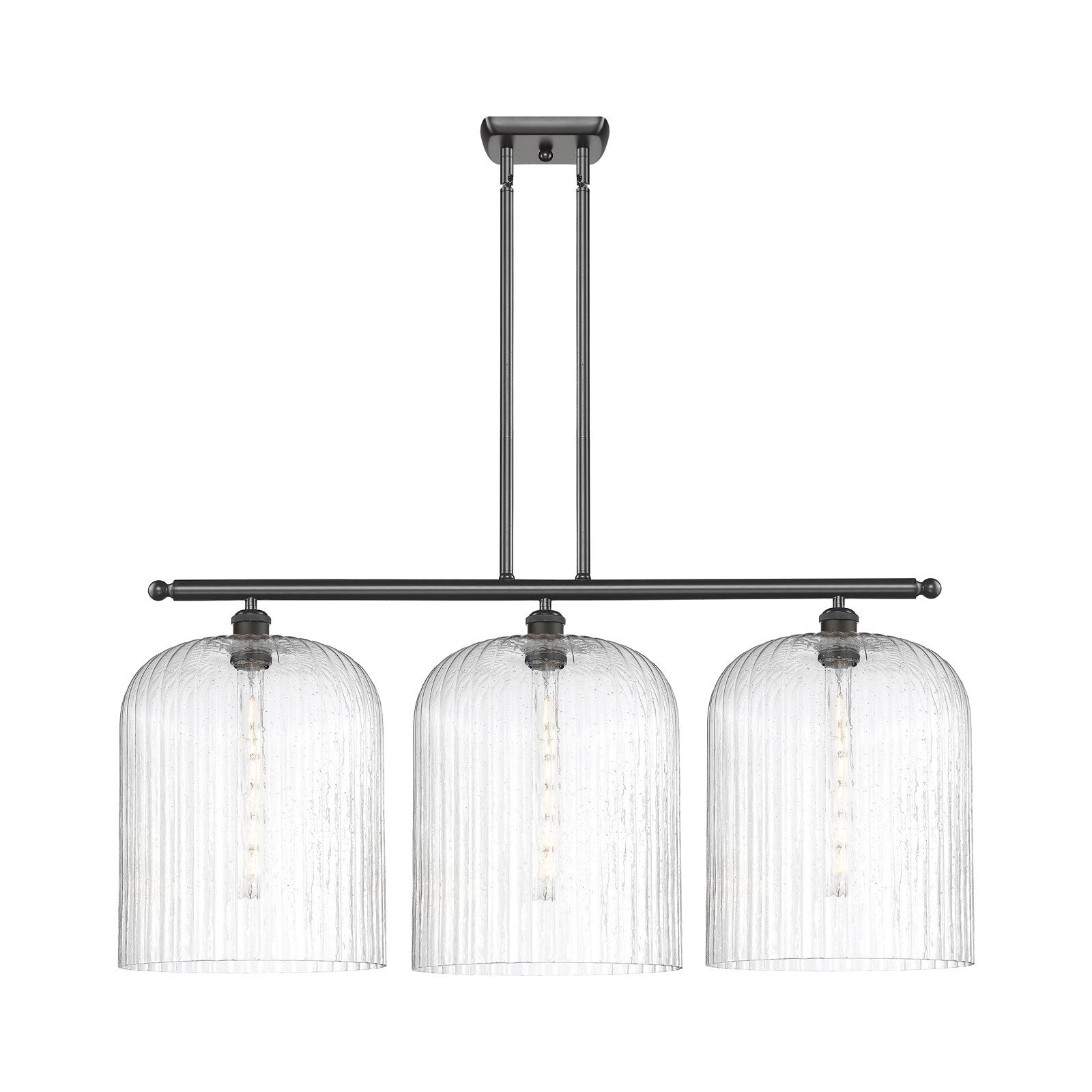 Innovations Bridal Veil 36in 3-Light Island Light | Art Nouveau Oil Rubbed Bronze Steel and Seedy Ribbed Glass | Kitchen | Model 516-3I-OB-G559-12SDY