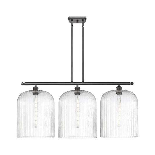 Innovations Bridal Veil 36in 3-Light Island Light | Art Nouveau Oil Rubbed Bronze Steel and Seedy Ribbed Glass | Kitchen | Model 516-3I-OB-G559-12SDY