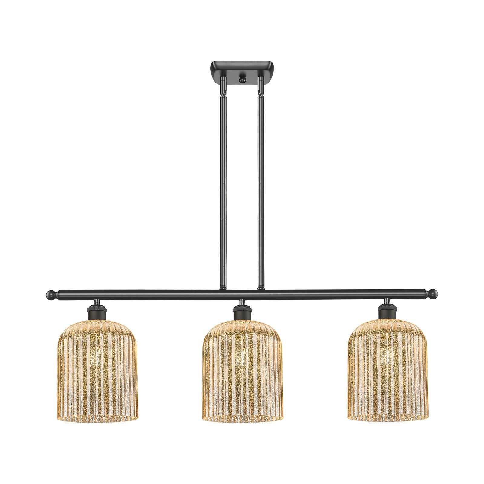 Innovations Bridal Veil 36in 3-Light Island Light | Art Nouveau Oil Rubbed Bronze Steel and Mercury Ribbed Glass | Kitchen | Model 516-3I-OB-G559-8ME
