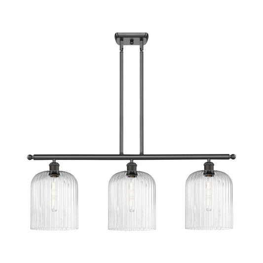 Innovations Bridal Veil 36in 3-Light Island Light | Art Nouveau Oil Rubbed Bronze Steel and Seedy Glass | Kitchen Island & | Model 516-3I-OB-G559-8SDY