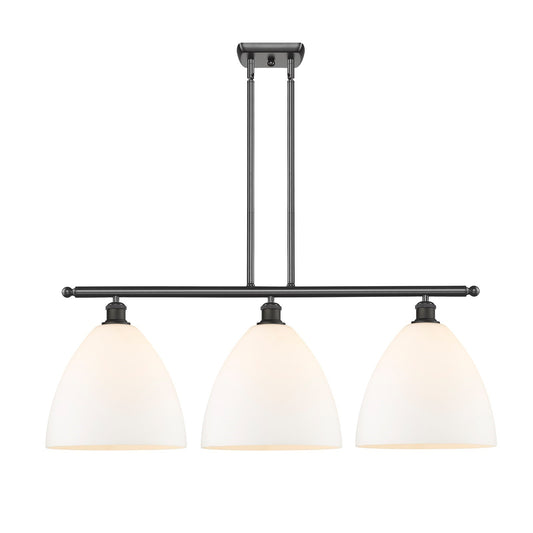 Innovations Bristol 39in 3-Light Island Light | Industrial Oil Rubbed Bronze Steel and Matte White Glass | Kitchen Island & | Model 516-3I-OB-GBD-121