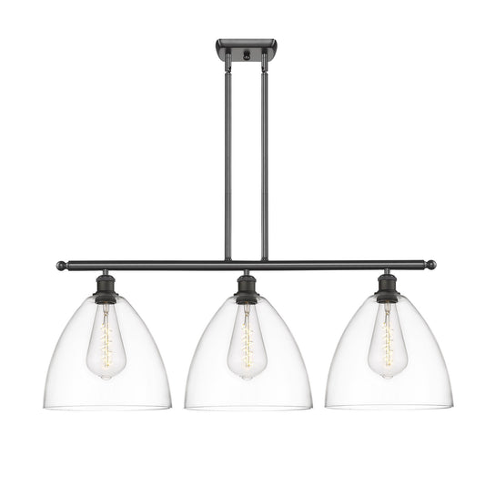 Innovations Bristol 39in 3-Light Island Light | Industrial Oil Rubbed Bronze Steel and Clear Glass | Kitchen Island & Dining | Model 516-3I-OB-GBD-122