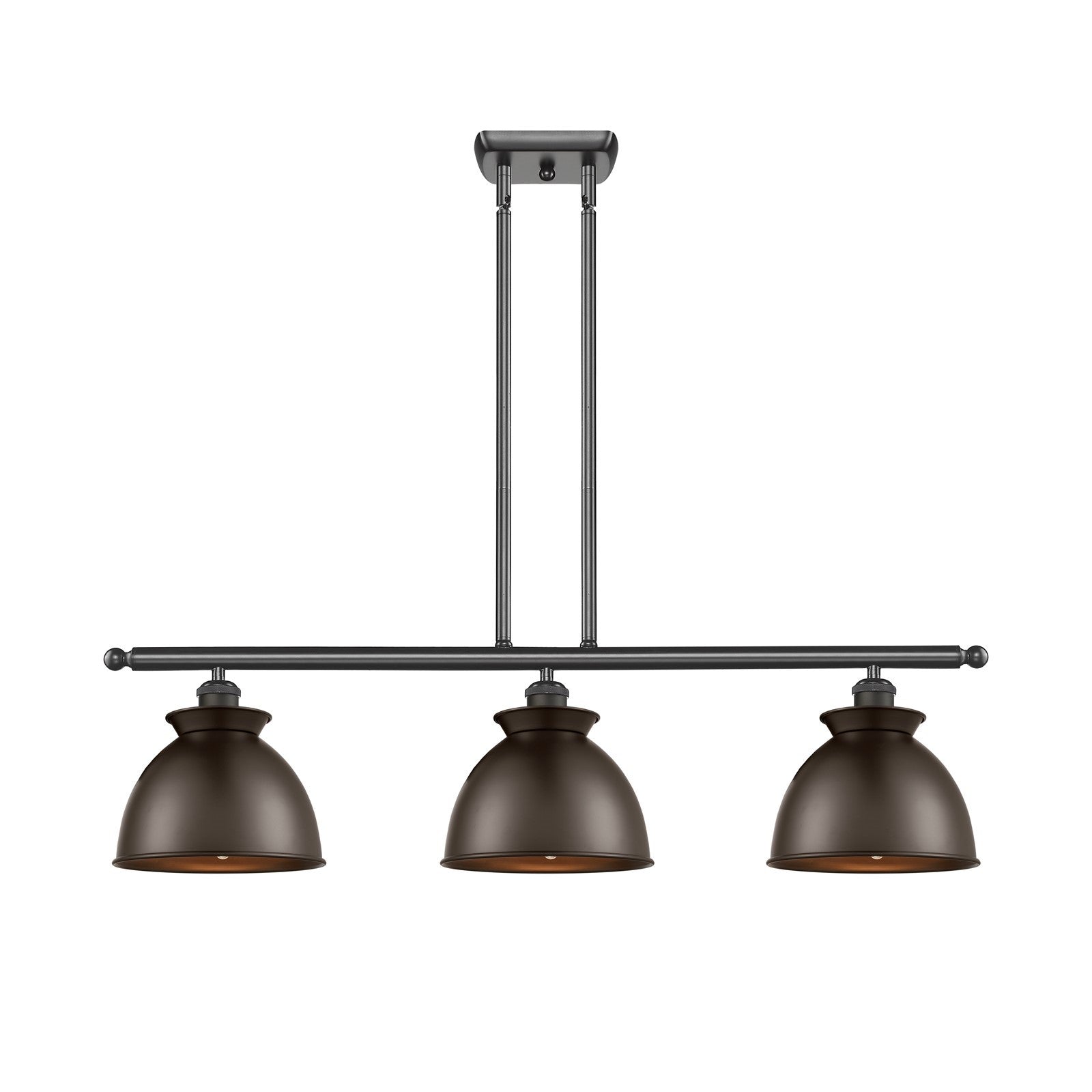 Innovations Adirondack 36in 3-Light Island Light | Industrial Farmhouse Oil Rubbed Bronze Steel and Cast Brass with Oil | Model 516-3I-OB-M14-OB-LED