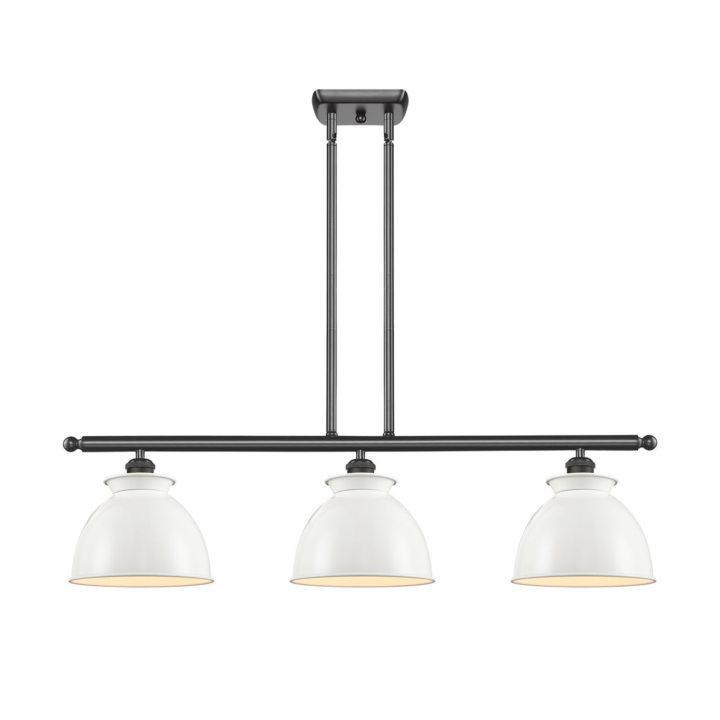 Innovations Adirondack 36in 3-Light Island Light | Industrial Farmhouse Oil Rubbed Bronze Steel and Glossy White Metal Shade | Model 516-3I-OB-M14-W