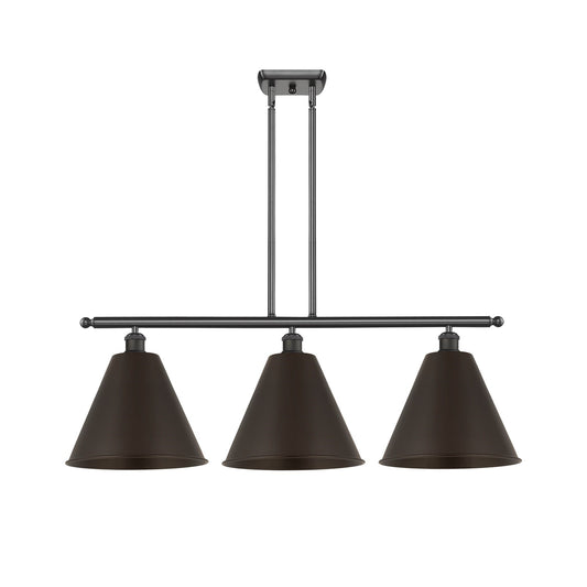 Innovations Berkshire 39in 3-Light Island Light | Industrial Oil Rubbed Bronze Steel and Cast Brass | Kitchen Island & | Model 516-3I-OB-MBC-12-OB-LED