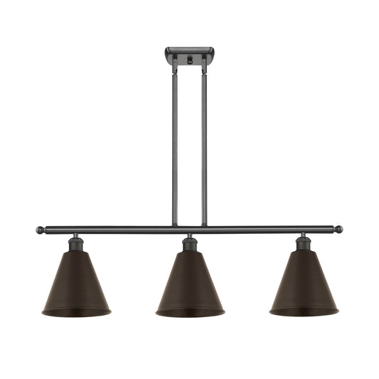Innovations Berkshire 36in 3-Light Island Light | Industrial Farmhouse Oil Rubbed Bronze Steel and Cast Brass with Metal Shade | Model 516-3I-OB-MBC-8-OB