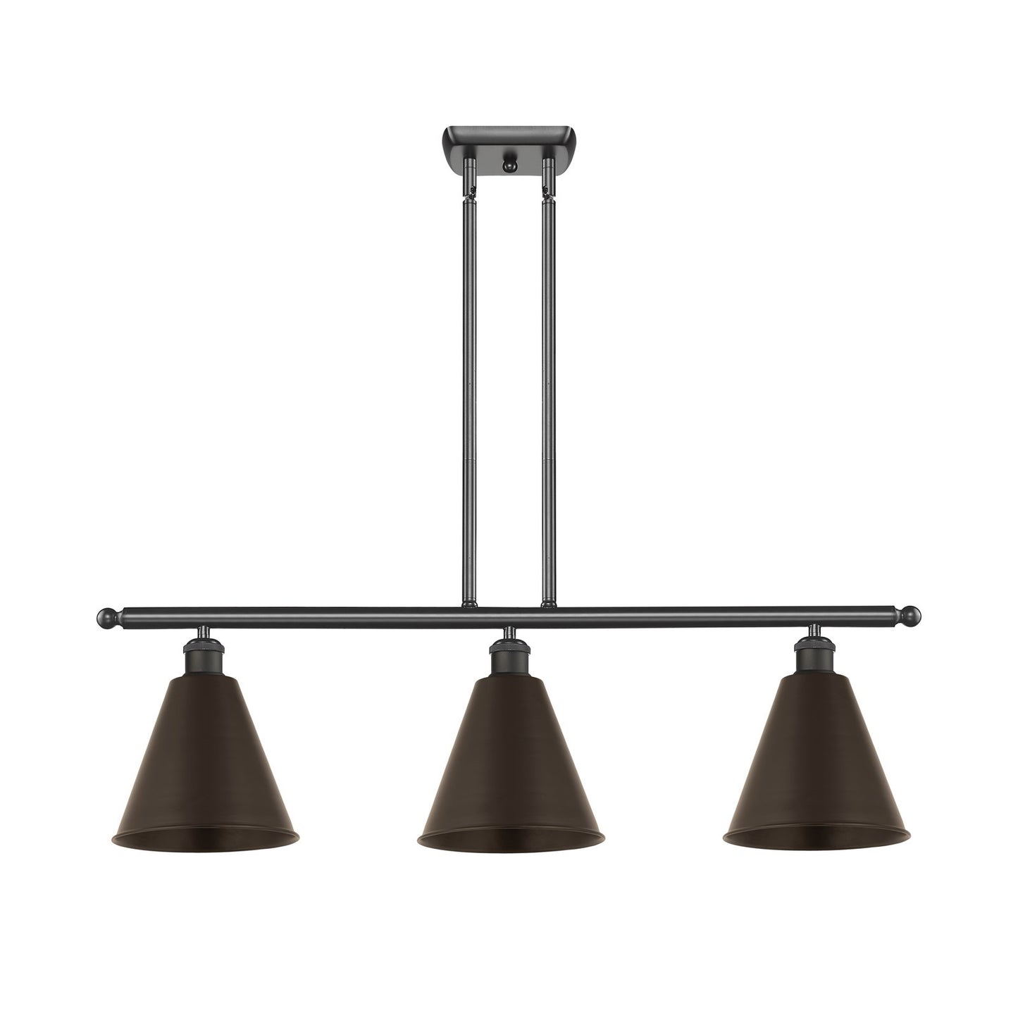 Innovations Berkshire Metal 36in 3-Light Island Light | Industrial Farmhouse Oil Rubbed Bronze Steel and Cast Brass | Model 516-3I-OB-MBC-8-OB-LED