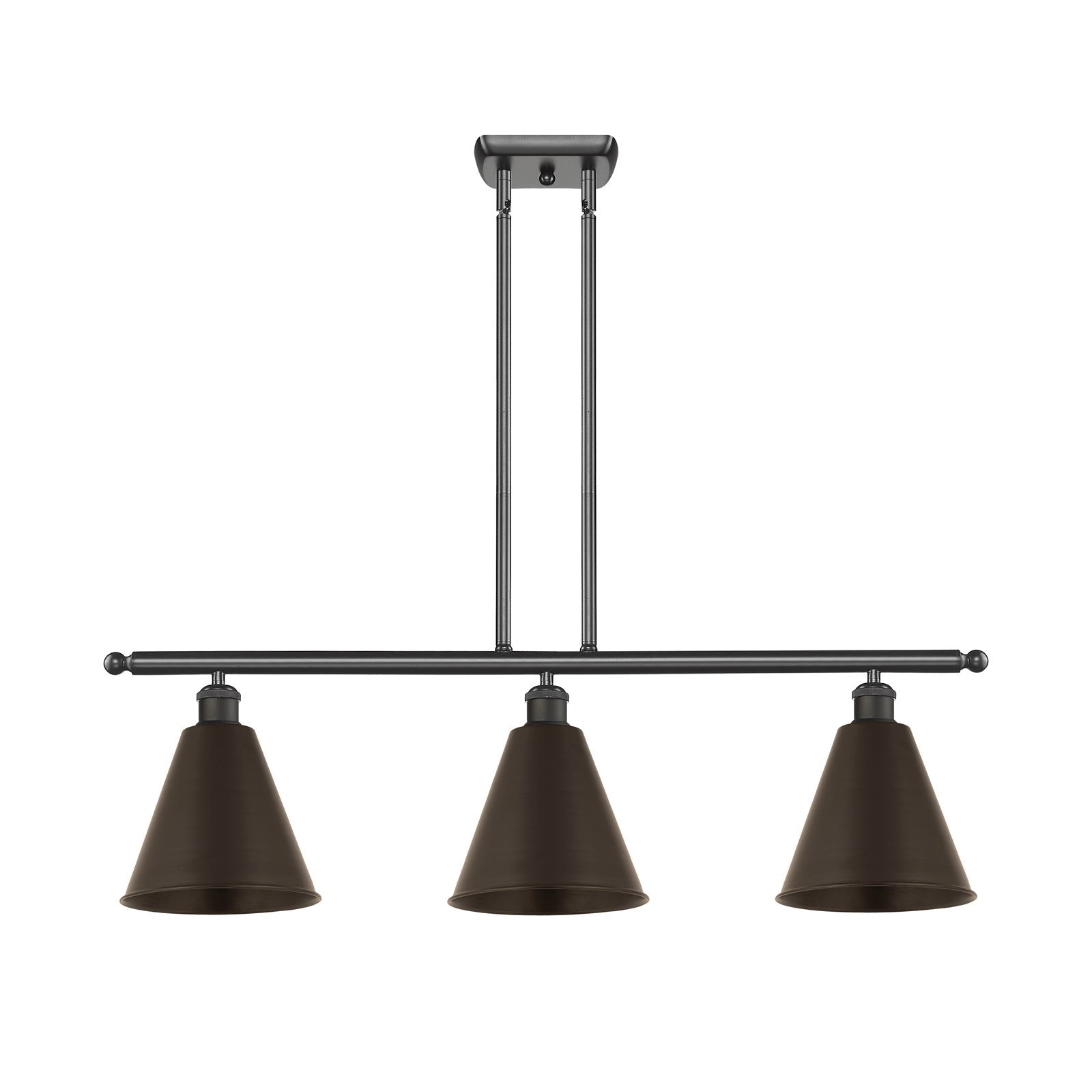 Innovations Berkshire Metal 36in 3-Light Island Light | Industrial Farmhouse Oil Rubbed Bronze Steel and Cast Brass | Model 516-3I-OB-MBC-8-OB-LED