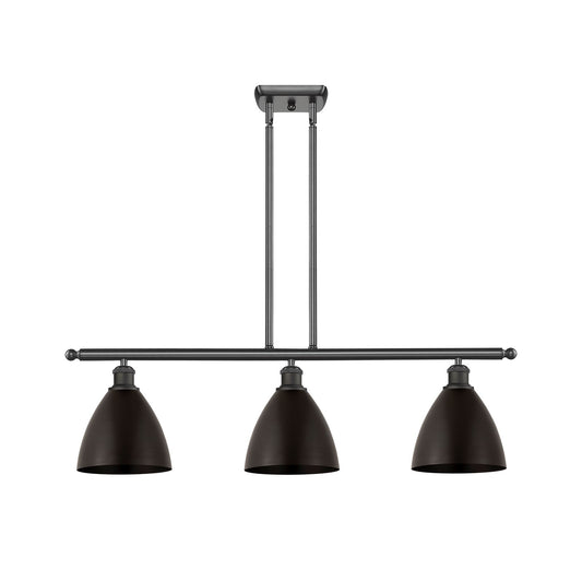 Innovations Bristol 36in 3-Light Island Light | Industrial Oil Rubbed Bronze Steel and Oil Rubbed Bronze Metal Shade | Kitchen | Model 516-3I-OB-MBD-75-OB
