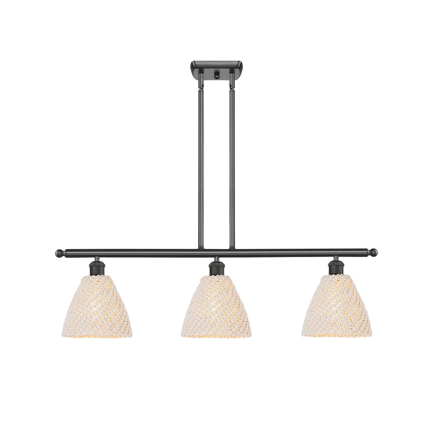 Innovations Bristol Natural 36in 3-Light Island Light | Farmhouse Oil Rubbed Bronze and Natural Fiber Dome Shade | Kitchen | Model 516-3I-OB-NBD-75-NAT