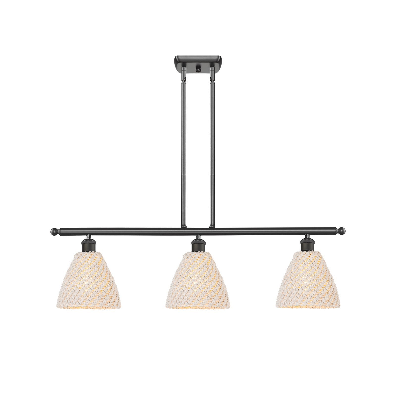 Innovations Bristol Natural 36in 3-Light Island Light | Farmhouse Oil Rubbed Bronze and Natural Fiber Dome Shade | Kitchen | Model 516-3I-OB-NBD-75-NAT