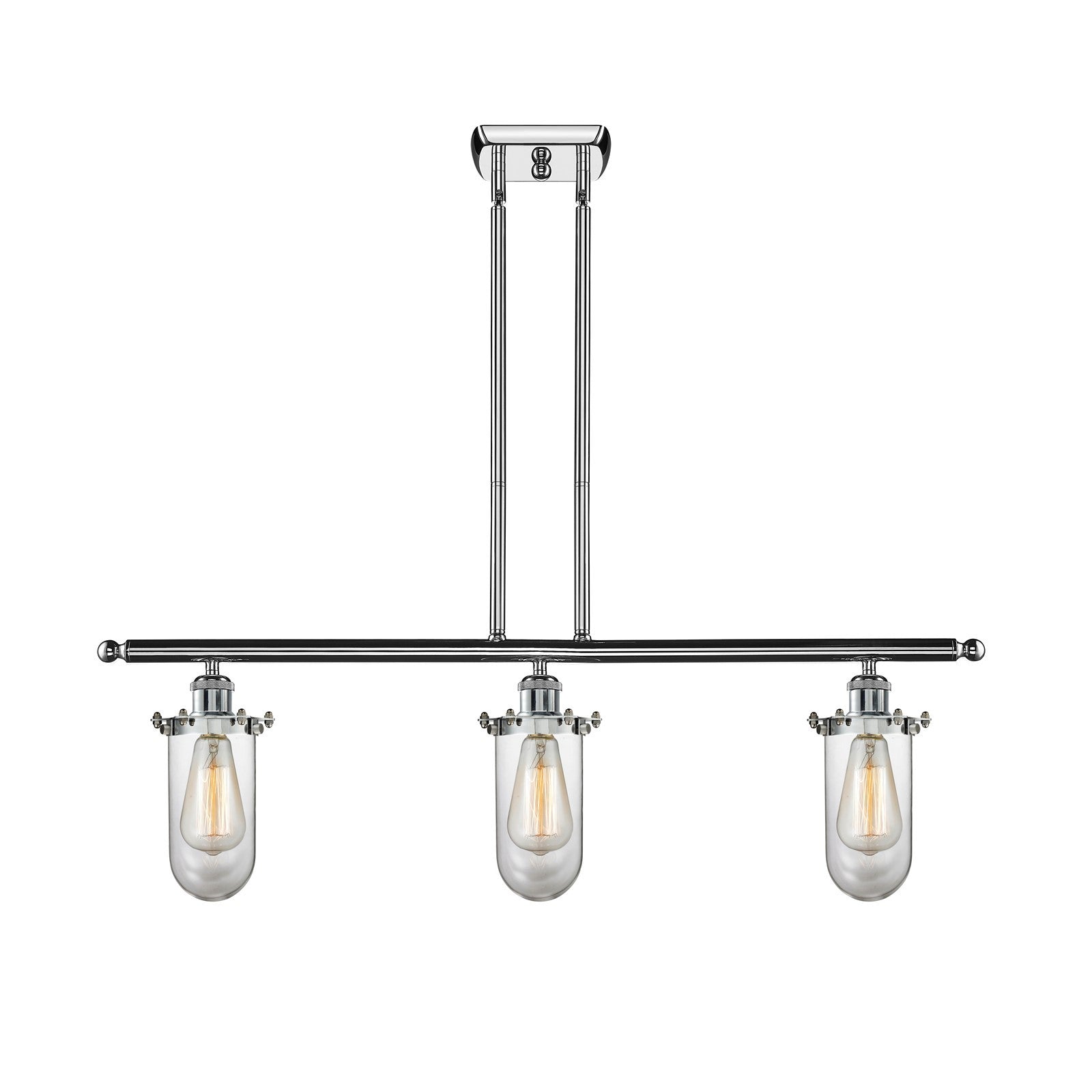 Innovations Kingsbury 36in 3-Light Island Light | Industrial Polished Chrome and Clear Glass | Kitchen Island & Dining Room | Model 516-3I-PC-CE231-CL
