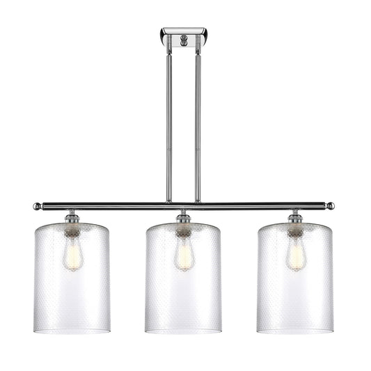 Innovations Cobbleskill 36in 3-Light Island Light | Industrial Polished Chrome Steel and Clear Glass | Kitchen Island & Dining | Model 516-3I-PC-G112-L