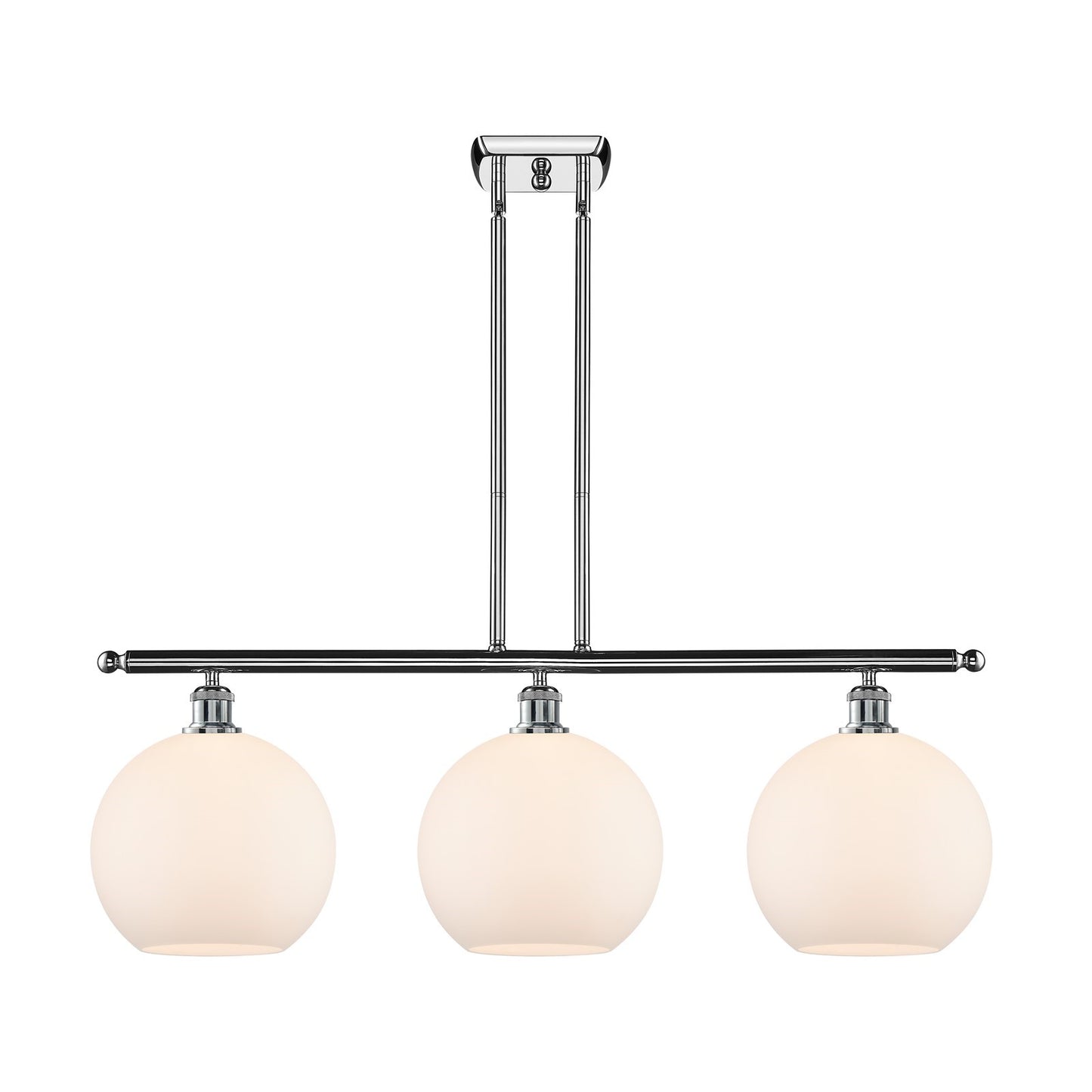 Innovations Athens 37in 3-Light Island Light | Industrial Polished Chrome and Matte White Glass | Kitchen Island & Dining Room | Model 516-3I-PC-G121-10