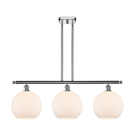 Innovations Athens 37in 3-Light Island Light | Industrial Polished Chrome and Matte White Glass | Kitchen Island & Dining Room | Model 516-3I-PC-G121-10