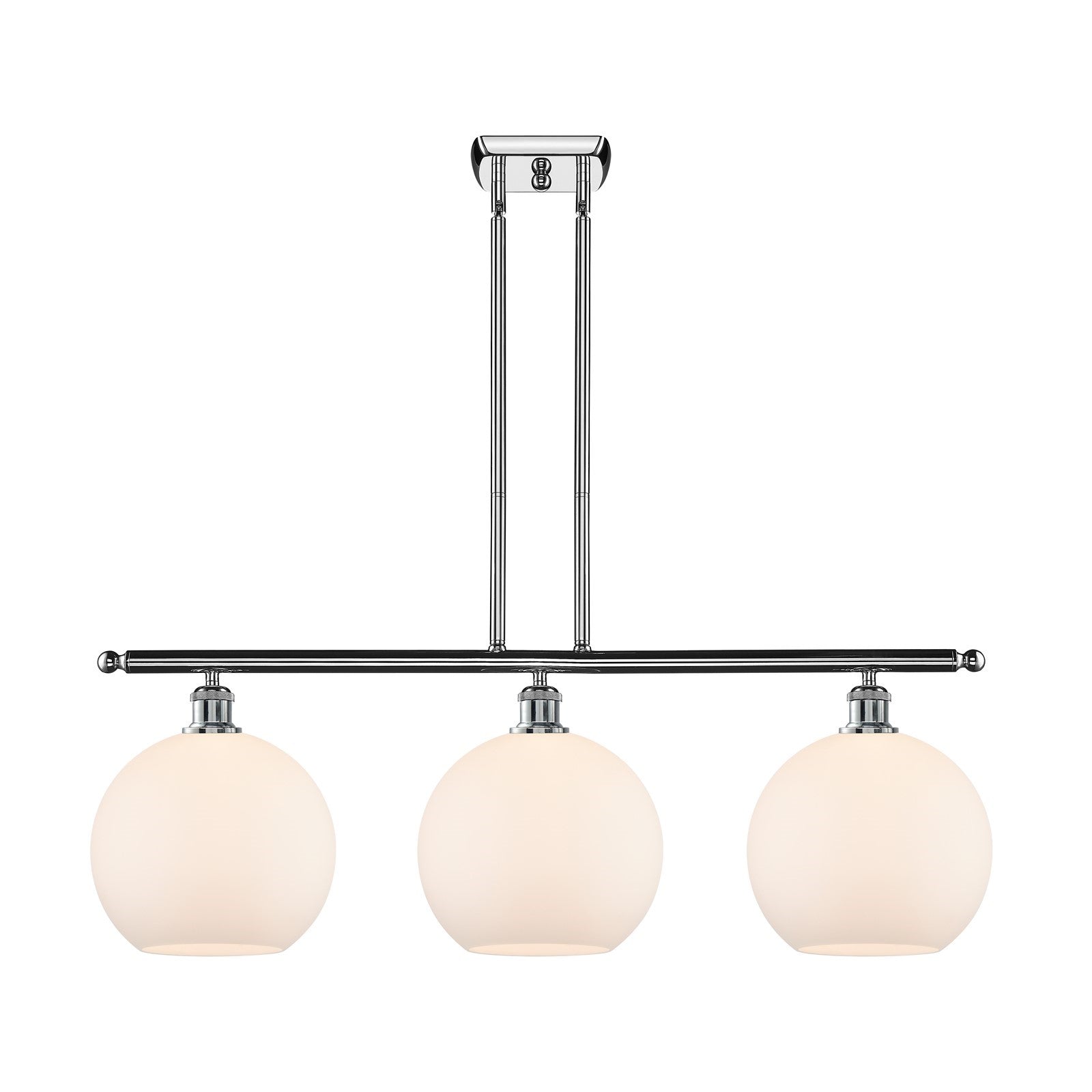 Innovations Athens 37in 3-Light Island Light | Industrial Polished Chrome and Matte White Glass | Kitchen Island & Dining Room | Model 516-3I-PC-G121-10