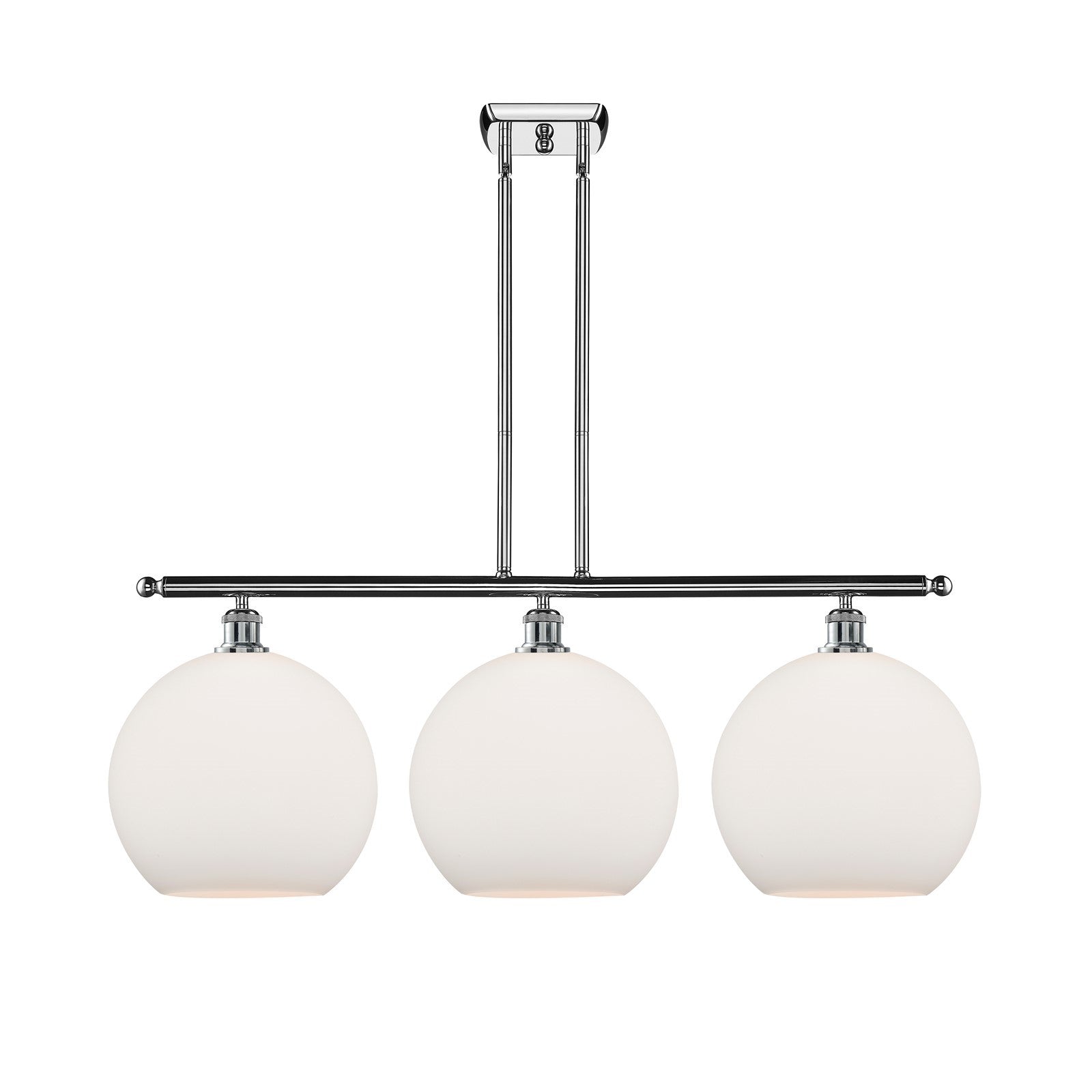 Innovations Athens 38in 3-Light Island Light | Industrial Polished Chrome Steel and Matte White Glass | Kitchen Island & Dining | Model 516-3I-PC-G121-12