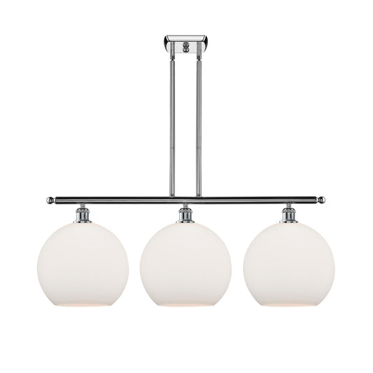 Innovations Athens 38in 3-Light Island Light | Industrial Polished Chrome Steel and Matte White Glass | Kitchen Island & Dining | Model 516-3I-PC-G121-12