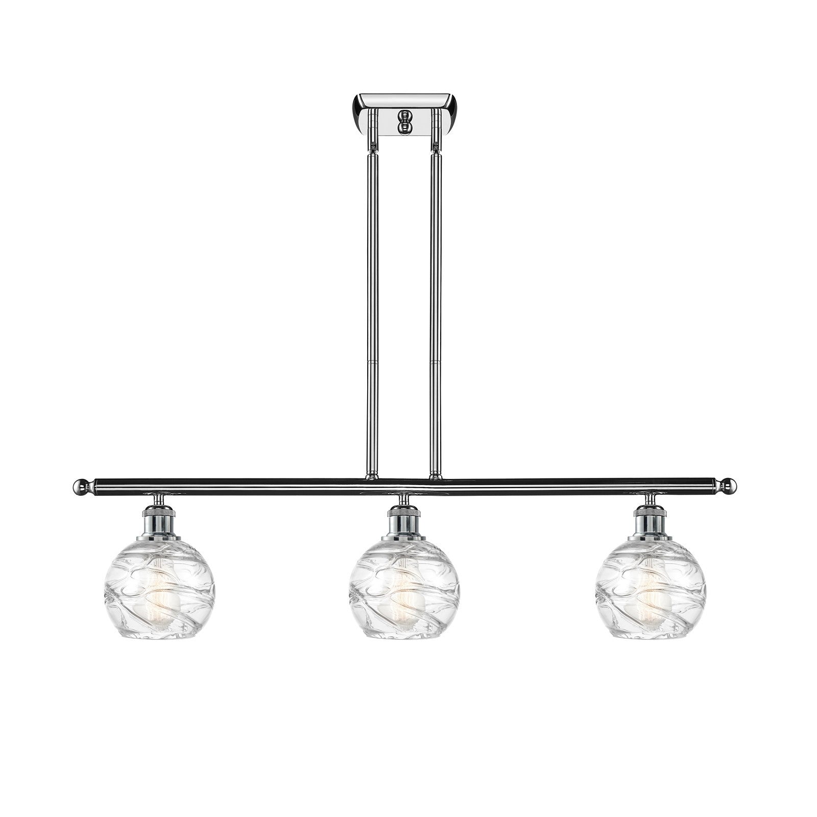 Innovations Athens Deco Swirl 36in 3-Light Island Light | Industrial Polished Chrome and Clear Glass | Kitchen Island & Dining | Model 516-3I-PC-G1213-6CL