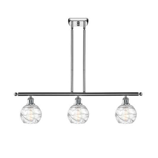 Innovations Athens Deco Swirl 36in 3-Light Island Light | Industrial Polished Chrome and Clear Glass | Kitchen Island & Dining | Model 516-3I-PC-G1213-6CL